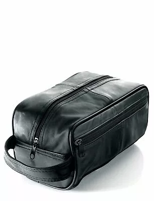 Mens Leather Toiletry Travel Wash Bag Travel Overnight Gift  • £16.90