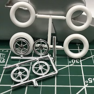 2) 12 Spoke American Mag WHEELS W Plastic TIRES & Backs 1:25 AMT LBR Model Parts • $7.90