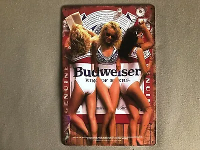 RETRO VINTAGE LOOK: Bikinis! Swimsuit Bud Girls Budweiser Beer  - Sign Man Cave • $14.95