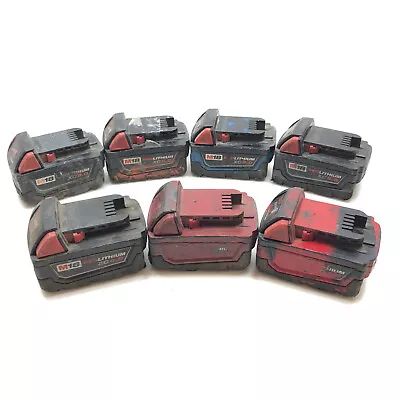 Lot (7) Milwaukee M18 RedLithium 4.0Ah & 5.0Ah 5INR19/65-2 Rechargeable Battery • $208.95