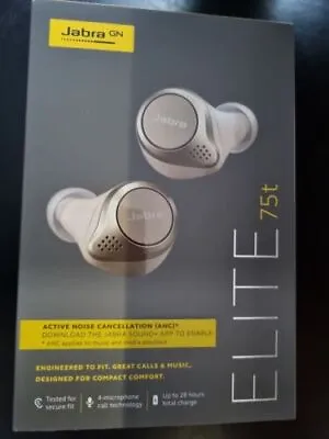 £46.79 • Buy Jabra Elite 75t True Wireless Bluetooth Headphones Earphones Gold Beige