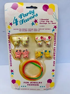 Vintage Kids Fun Fashion Jewelry Party Favors Set 1980s Bracelets Earrings BIN19 • $19.95