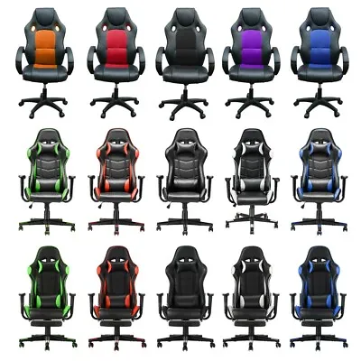 Office Chair PU Leather Swivel Chair Tilt Chair Executive Racing Gaming Computer • £72.99