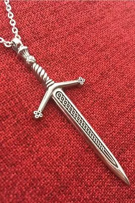 Sword Pendant Game Thrones Celtic Stainless Steel Chain Knight Medieval Pewter • $25.95