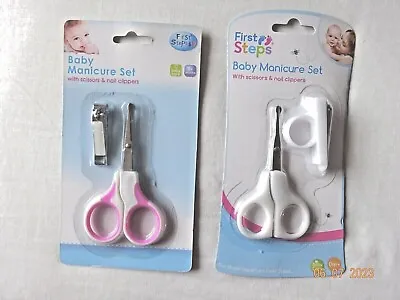 Kids Children Child Baby 2 Pack Manicure Set First Scissors Nail Clippers Gift • £3.05