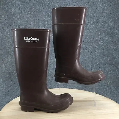 LaCrosse Boots Womens 5 Knee High Pull On Rain Boot Brown Rubber Waterproof • £24.72