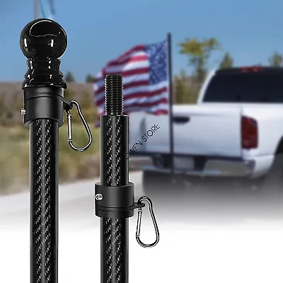 $12.99 • Buy 5Ft Flag Pole Kit House Garden Yard Black Holder Carbon Fiber Design Heavy Duty