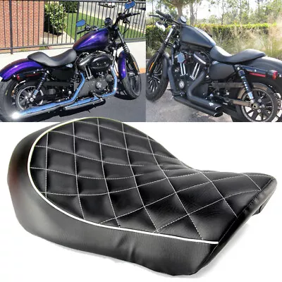 Motorcycle Driver Solo Seat For Harley Sportster XL 883 1200 Low 48 72 2004-2015 • $64.81