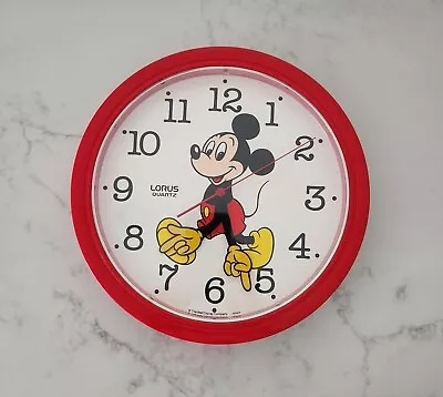 Vintage LORUS 10.25  Disney Mickey Mouse Quartz Wall Clock Japan Red WORKS • $12.50