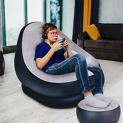 £18.95 • Buy Jilong Inflatable Deluxe Lounger Ottoman Couch Gaming Chair Foot Stool Seat Air