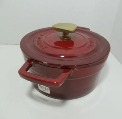 Martha Stewart Red Enameled Cast Iron 2 Qt Dutch Oven Casserole Heart FLAW  • $49.99