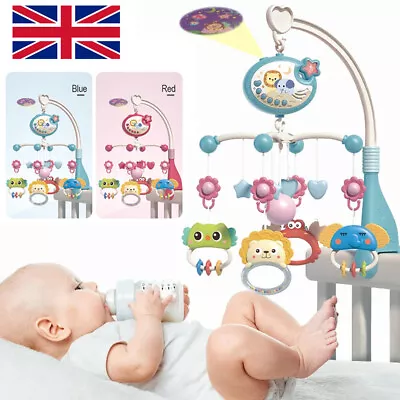 Baby Musical Crib Bed Bell Cot Mobile Stars Projector Lights Nusery Lullaby Toy • £12.99