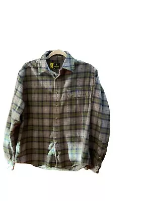 Browning Men’s Gray Plaid Flannel Shirt Button Front Tag Is L But Measures M • $10.49