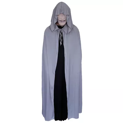 Gray Cloak With Large Hood ~ HALLOWEEN WIZARD MEDIEVAL RENAISSANCE COSTUME CAPE • $17.95