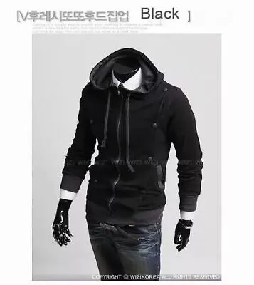 Mens Jackets Slim Fit Zip Up Hoodies Casual Korean Coats Warm For Winter Jackets • $23.74