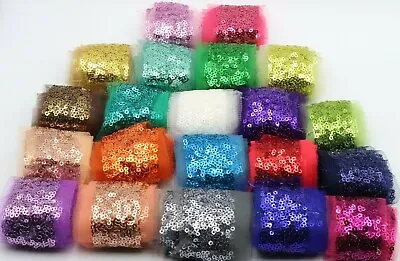 3.5 CM 2Yrd SPARKLING SEQUENCED NET LACE BRIDAL SEW ON WIDTH TRIMEMBELLISHMENT • £3.64