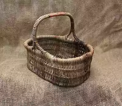 £32 • Buy Vintage French Picnic Basket Open Wicker Apple / Egg Foragers Hamper