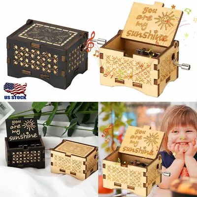 Wooden Music Box Mom/Dad To Daughter You Are My Sunshine Engraved Kids Toy Gift • $7.71