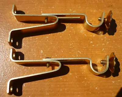 (2) Vintage Brass Finish Adjustable 1/2  Curtain Rod Bracket Holder Drapery Rod • $8.85