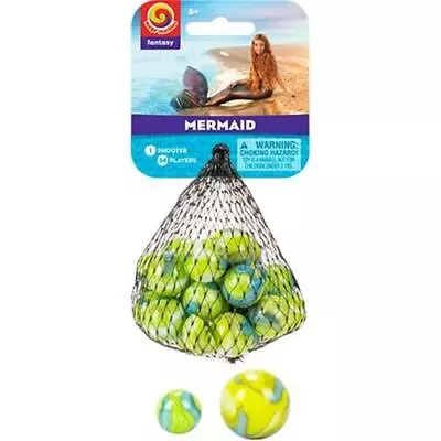 Mega Marble MERMAID MARBLE NET 24 Player Marbles & 1 Shooter Marble • $4.49