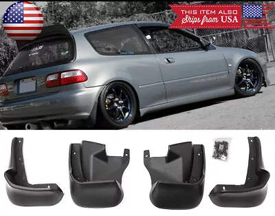 4 PCS Front & Rear Mud Guards Splash Flaps For 92-95 CIVIC 3D Hatchback EG EG9 • $64.90