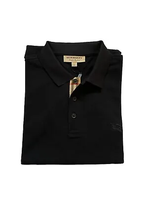 Burberry Men's Short Sleeve Casual Check Polo Shirt Black Large • $125.99