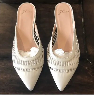 Women’s J Crew Leather Cage Gwen Mule JCrew Color Name Ivory Sz 7 1/2 • £80.76