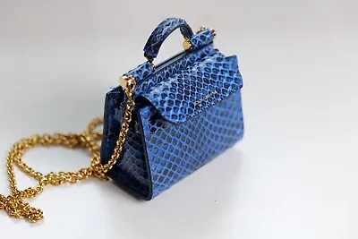 Dolce & Gabbana Blue Python Logo MICRO Crossbody Purse Bag RRP $1300 • $531