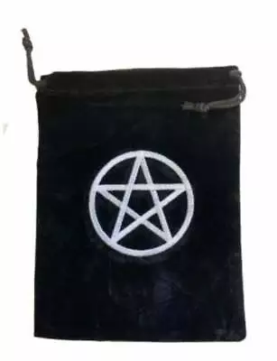 PENTAGRAM ORACLE TAROT CARD BAG - Black Velvet With Drawstring Cord  • £4.75