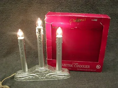 Silver 3 Light Electric Christmas Candolier • $26.99