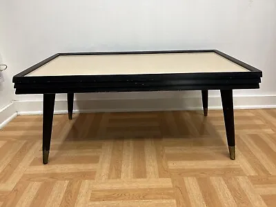 Vintage COFFEE TABLE Mid Century Modern Wood Black Retro Accent Danish Blonde 50 • $125