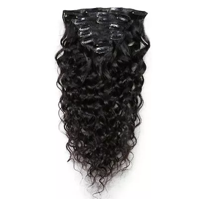 Loose Wave Clip In Human Hair Extension Curly Brazilian Remy Hair Clips In 100g • $81.90