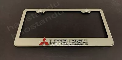 1x MITSUBISHI 3D Emblem STAINLESS STEEL License Plate Frame RUST FREE + ScrewCap • $16.95