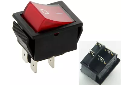 Rocker Switch 16A 240V 20A 125V RED ON-OFF Double Pole 4 Pin  ILLUMINATED C4 • £4.25