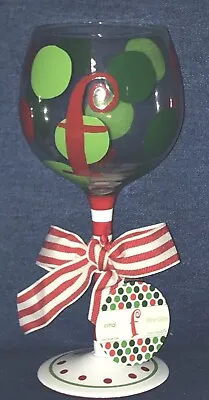 NEW Whimsical Monogram Initial F Christmas Wine Glass Water Goblet Hand-Painted • $17.99