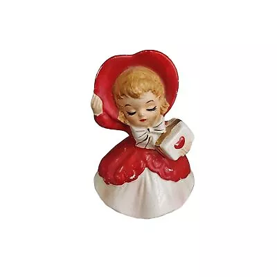 Vtg 4  Lefton Valentine Girl China Figurine #033 Heart Bonnet Red Japan • $25