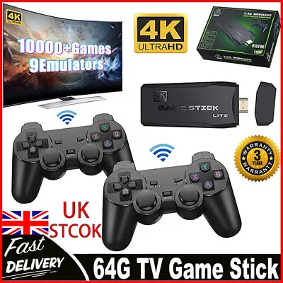 Video Game Console Retro 20300+ Games TV Stick 64G 4K HDMI 2 Wireless Controller • £22.89