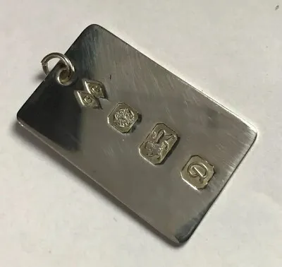 Vintage Hallmarked Solid Sterling Silver 925 Ingot Dog Tag Pendant 16g • $82.09