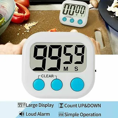 Digital Large Clock Kitchen Cooking Timer Count Down Up Loud LCD Alarm Magnetic • £3.95