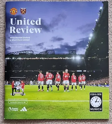 Manchester United V West Ham Utd 4th Feb '24 Matchday Programme Pin Badge & Pen • £7.50