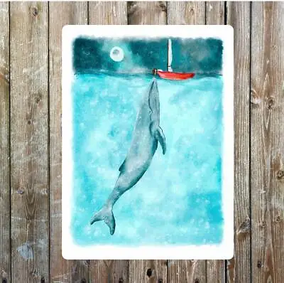 Whale And Boat Art Wall  Art  Metal Sign  Plaque • £4.99