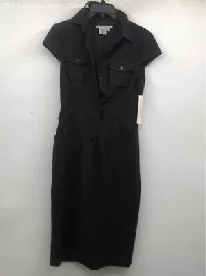 Maggy London Womens Brown Short Sleeve Collared Button Front Shirt Dress Size 8 • $5.99