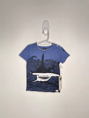 Mini Shatsu Hammer Head Shark Tee Shirt Boys Size 18 Months Blue Short Sleeve • $10.49