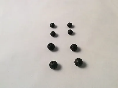 8x Black Natural Lava Stone X4 Of 8mm Round X 4 Of App 6.5mm. Hole App 0.5-1mm. • £1.59