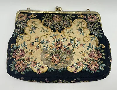 Vintage Tapestry Petit Point Multi-Floral Evening Bag Purse West Germany Walboro • $19.99