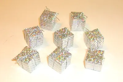 Mini Christmas Ornaments Silver Wrapped Gifts 1  Silver Thread For Mini Tree • $8.95