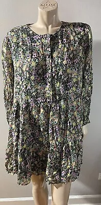 Zara Babydoll Dress Women’s XXL Floral Chiffon Long Sleeve • $18.75