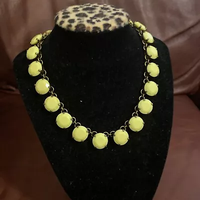 J CREW Navy Yellow Neon Rivoli Bib Collar Necklace Gold Tone Statement Euc • $9.99