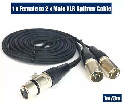 Y Adapter One 1 X Female To Two 2 X Male XLR Splitter Cable Lead Dual DMX 1M/3M • $12.99