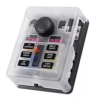 12 Volt Fuse Block Waterproof 6 Way Fuse Box With 6 Ground Negative Busbar For • $22.99